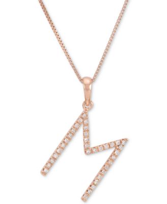 Diamond (1/10 ct. t.w.) Initial Pendant Necklace in 10k Rose Gold, 16" + 2" extender