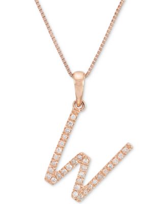 Diamond (1/10 ct. t.w.) Initial Pendant Necklace in 10k Rose Gold, 16" + 2" extender image