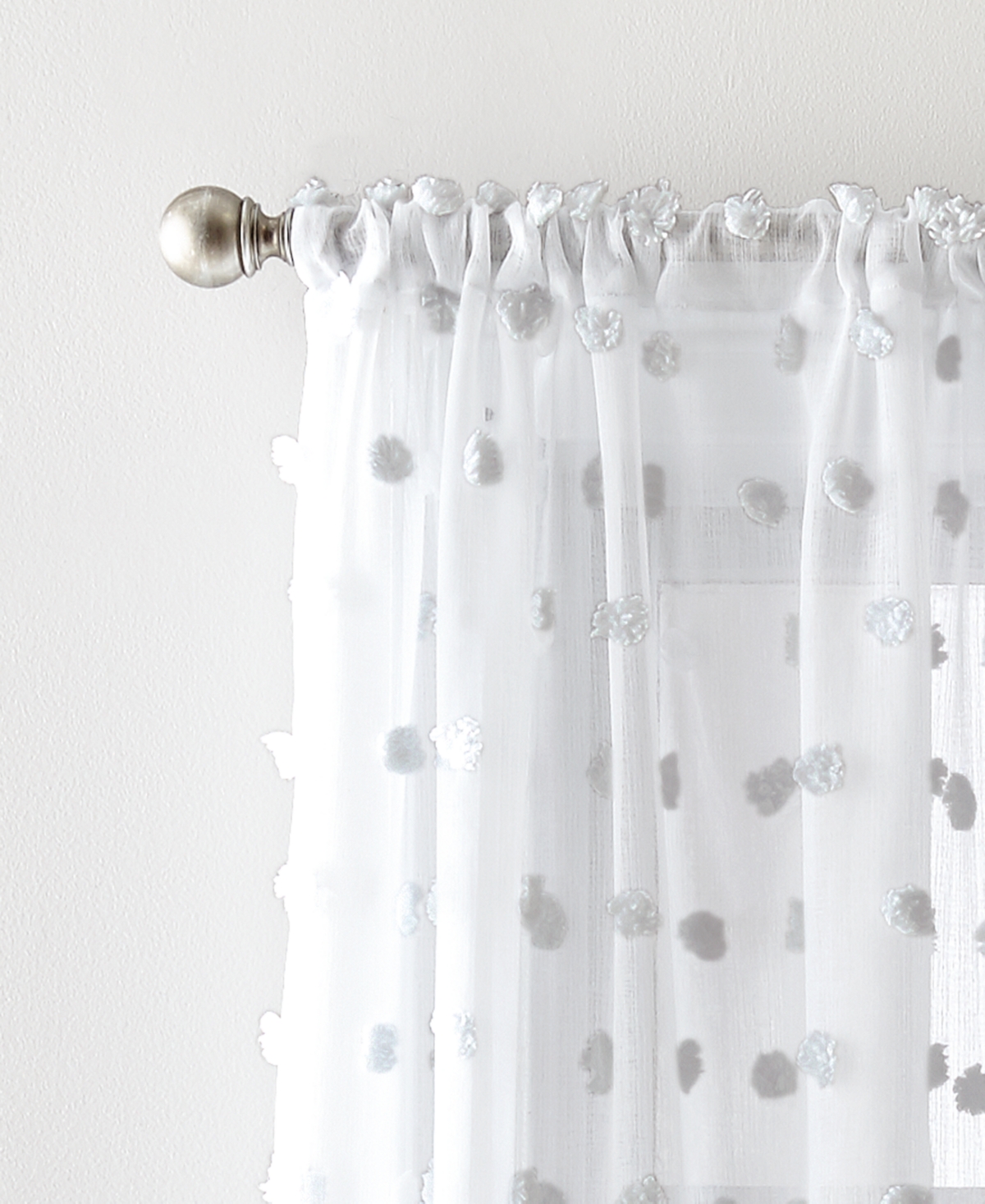Dkny Ella Pompom Dot 50" x 96" Sheer Curtain Set