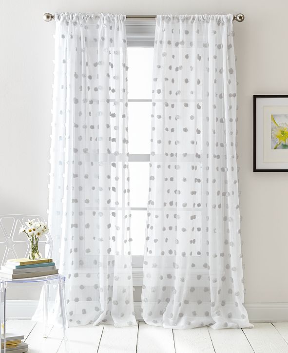 DKNY Ella Pompom Dot 50" x 84" Sheer Curtain Set & Reviews Window
