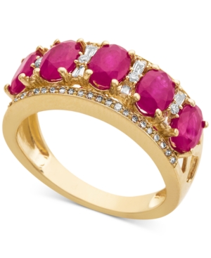 image of Certified Ruby (2-7/8 ct. t.w.) & Diamond (1/3 ct. t.w.) Ring in 14k Gold (Also in Sapphire, Tanzanite and Emerald)