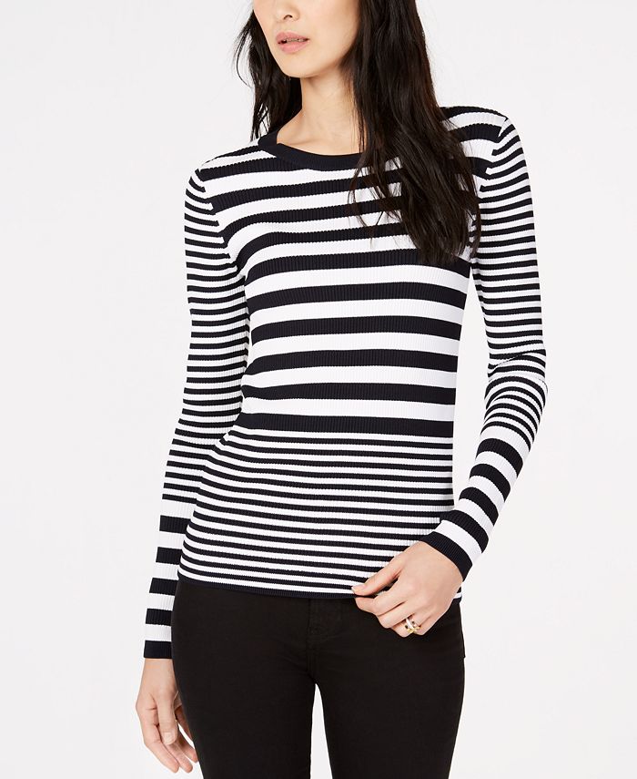 Michael Kors Ribbed Striped Sweater - Macy's