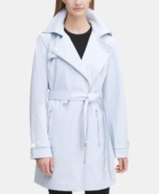 Asymmetrical Softshell Belted Rain Coat