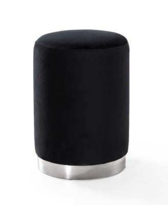 TOV Furniture - Opal Black Velvet Ottoman -Silver Base