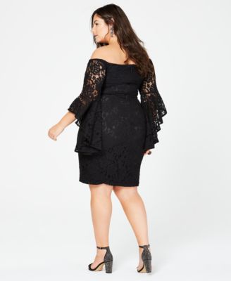 City Chic Trendy Plus Size Off-The-Shoulder Lace Dress - Macy's