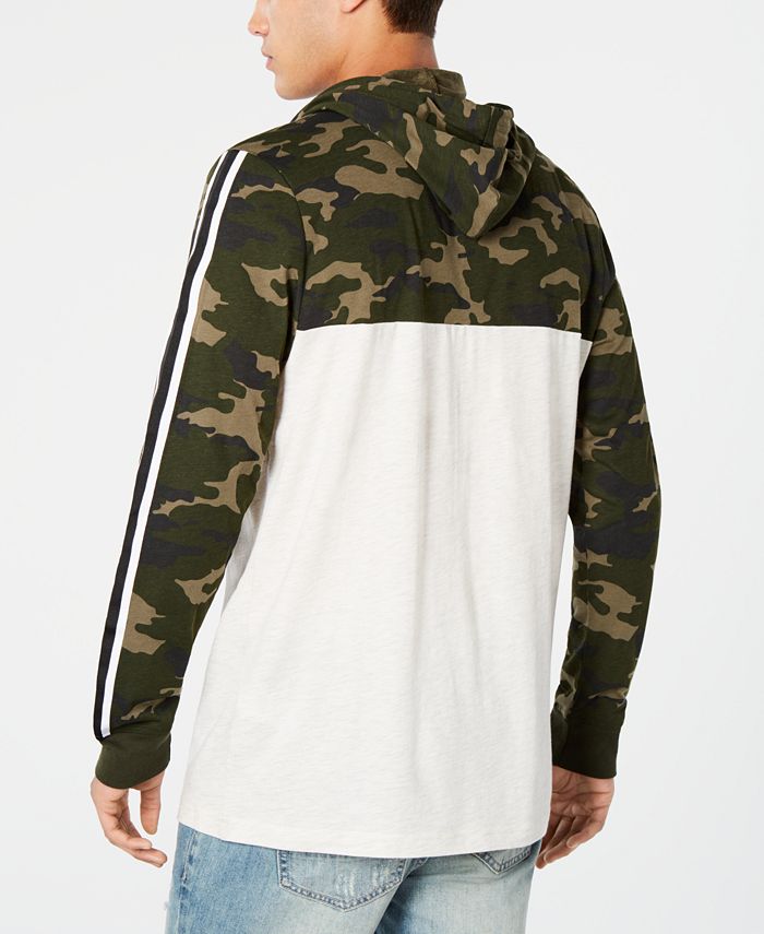 American Rag Men's Juxtaposed Camo Bomber Hoodie Beige Size X-Large