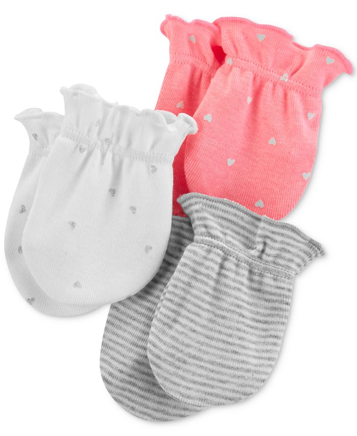 Carter's Baby Girls 3Pack Printed Cotton Mittens Macy's