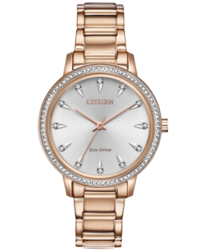 image of Citizen Eco-Drive Women-s Silhouette Rose Gold-Tone Stainless Steel Bracelet Watch 36mm