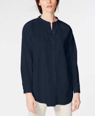 Eileen Fisher - Mandarin Collar Organic Cotton Shirt