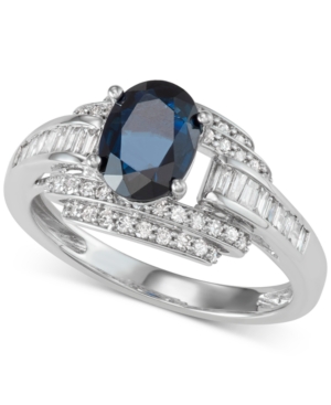 image of Sapphire (1-1/3 ct. t.w.) and Diamond (1/2 ct. t.w.) Ring in 14k White Gold (Also available in Emerald)