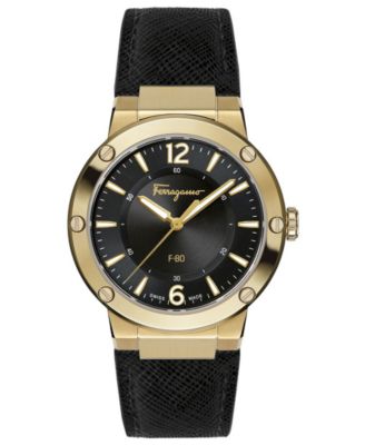 Ferragamo - Women's Swiss F-80 Black Leather Strap Watch 34mm