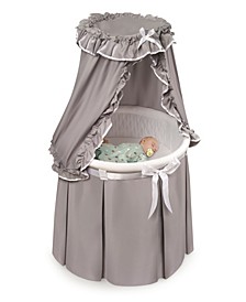 Empress Round Baby Bassinet With Canopy - Gray And White