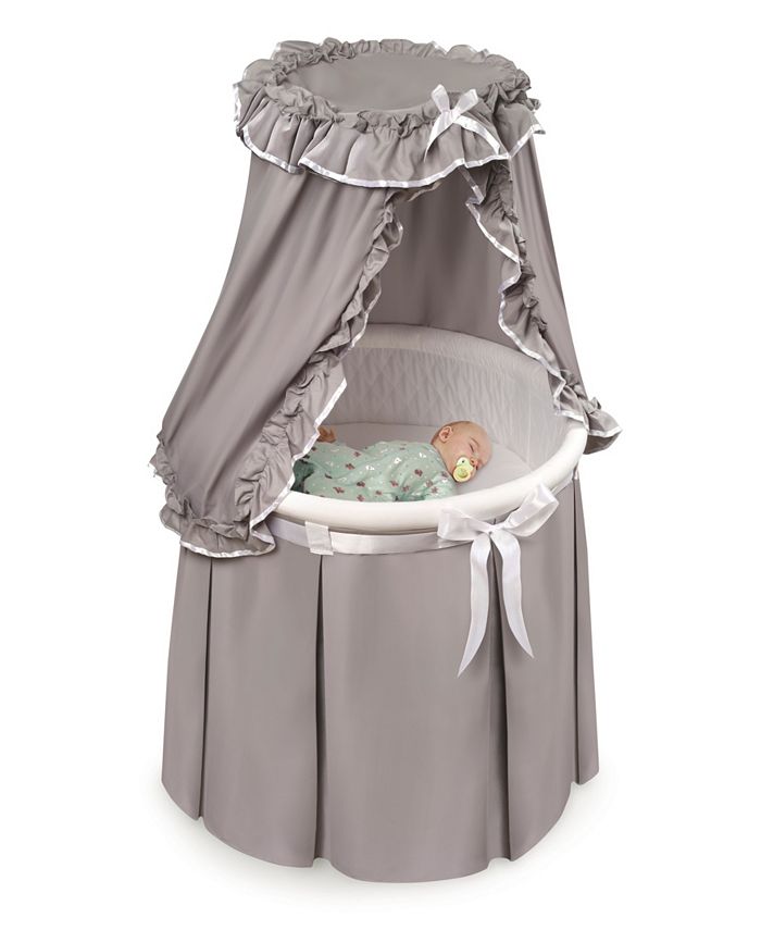 Badger Basket Empress Round Baby Bassinet With Canopy - Gray And