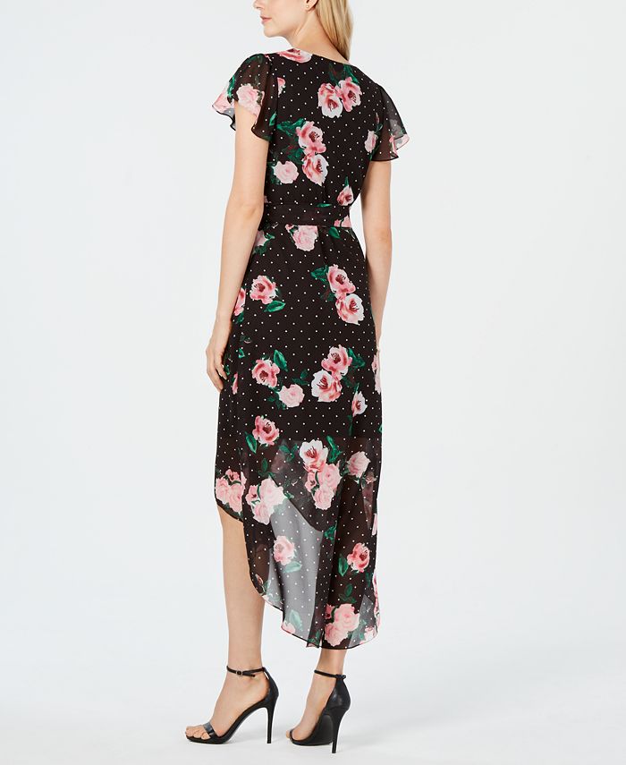 julia jordan Short-Sleeve Floral-Dot Maxi Wrap Dress - Macy's