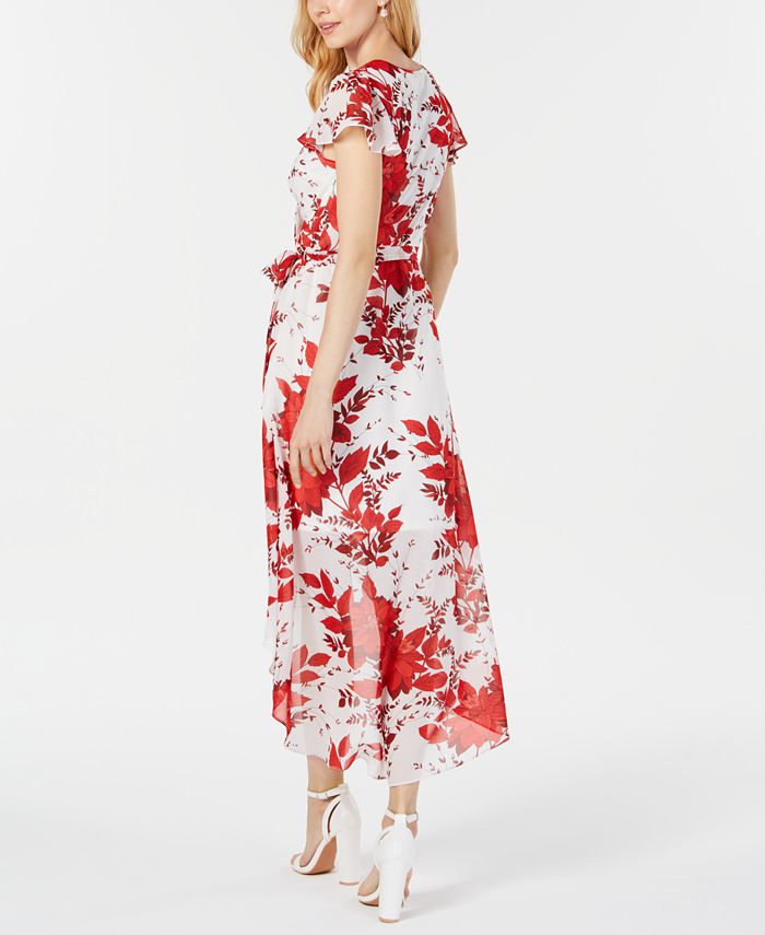 julia jordan Short-Sleeve Floral Wrap Maxi Dress - Macy's