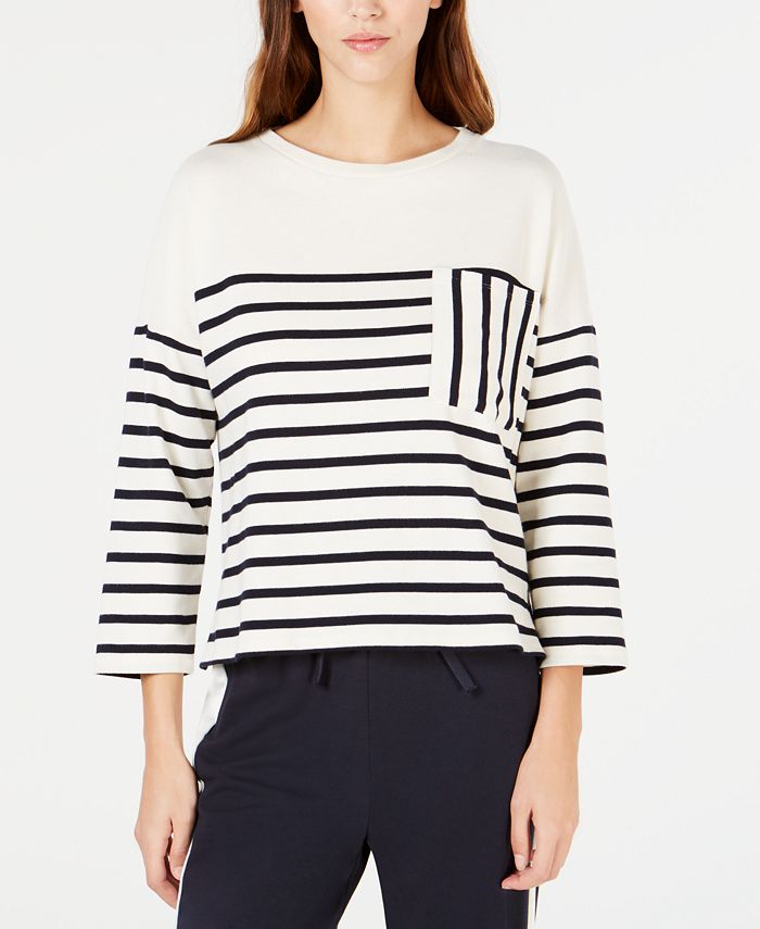 Weekend Max Mara Striped Patch-Pocket Cotton Top - Macy's