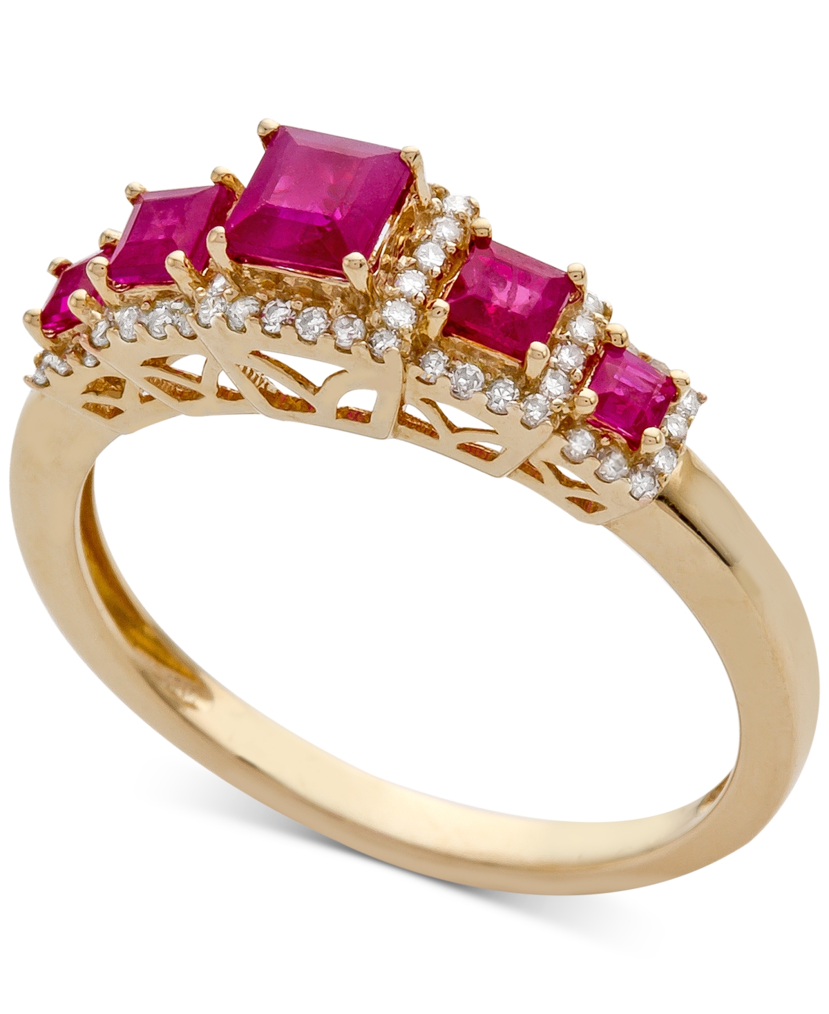 Macy's Sapphire (3/4 Ct. T.w.) & Diamond (1/6 Ct. T.w.) Ring In 14k Gold (also Available In Ruby & Emerald) In Ruby,yellow Gold