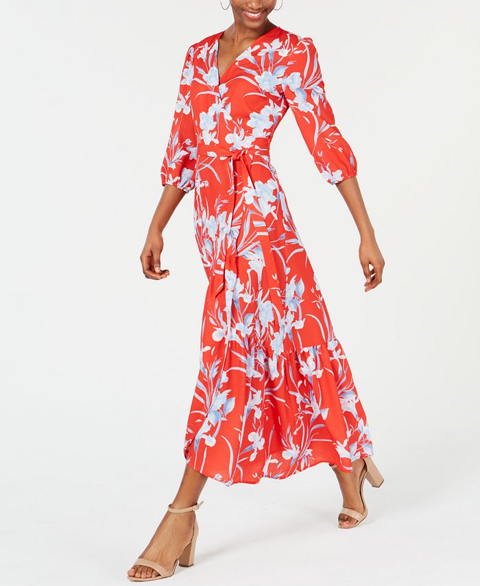 Bar iii printed wrap maxi shop dress
