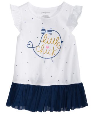 First Impressions - Baby Girls Little Chick-Print Peplum T-Shirt