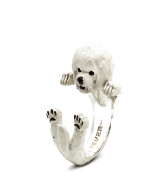 image of Bichon Frise Hug Ring in Sterling Silver and Enamel