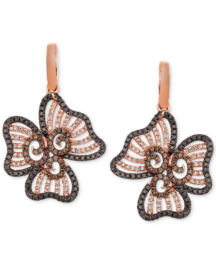 Le Vian Nude, Blackberry & Chocolate Diamond Flower Drop Earrings (23/
