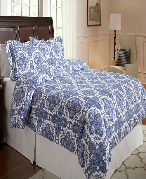 Pointehaven Alpine Blue Print Luxury Size Cotton Flannel Duvet Set