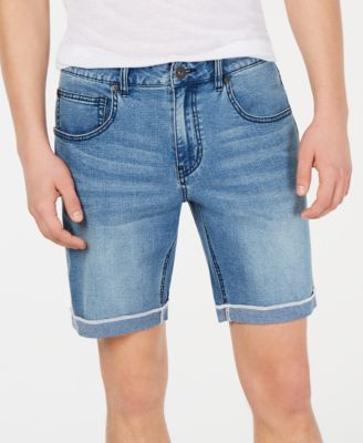 mens cuffed denim shorts