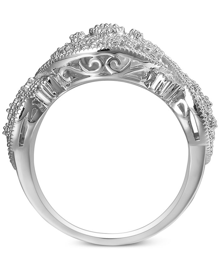 Macy's Diamond (1/3 ct. t.w.) Medallion Statement Ring in Sterling ...