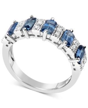 image of Sapphire (3-1/6 ct. t.w.) & Diamond (1/6 ct. t.w.) Ring in 14k White Gold
