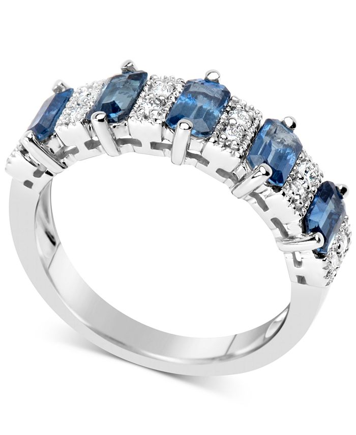 Macy's Sapphire (3-1/6 ct. t.w.) & Diamond (1/6 ct. t.w.) Ring in 14k ...