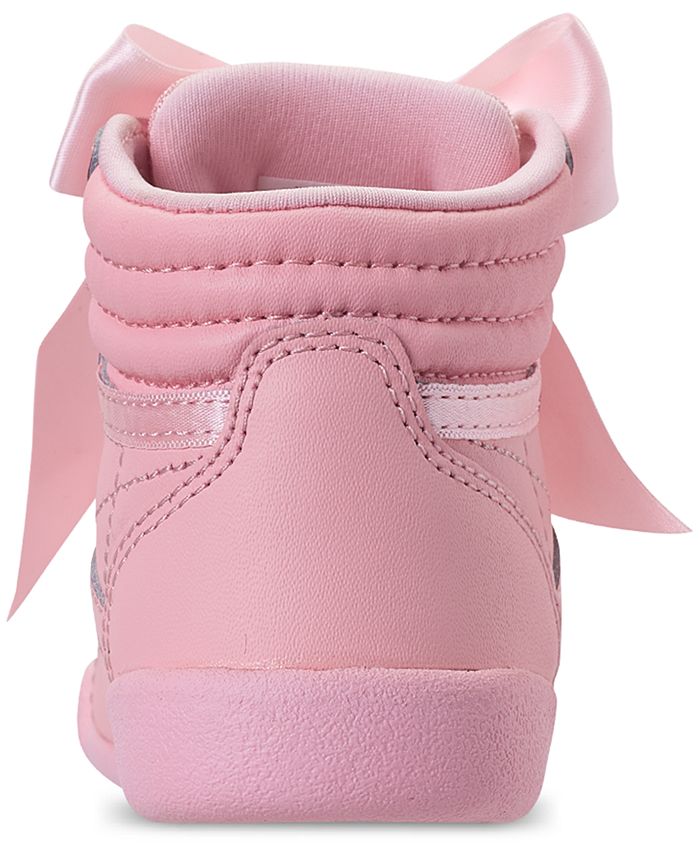 Reebok Toddler Girls' Freestyle High Top Satin Bow Casual Sneakers from ...