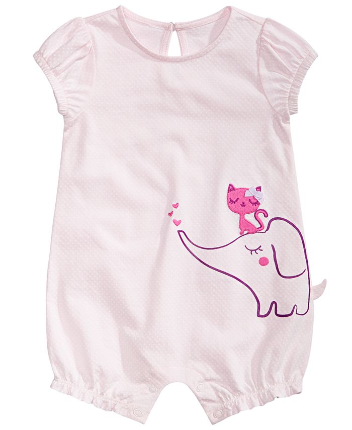 First Impressions Baby Girls Cotton Elephant Romper, Created for Macy's