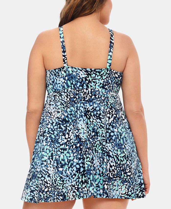 Swim Solutions Plus HighNeck Keyhole Swimdress, Created for Macy's