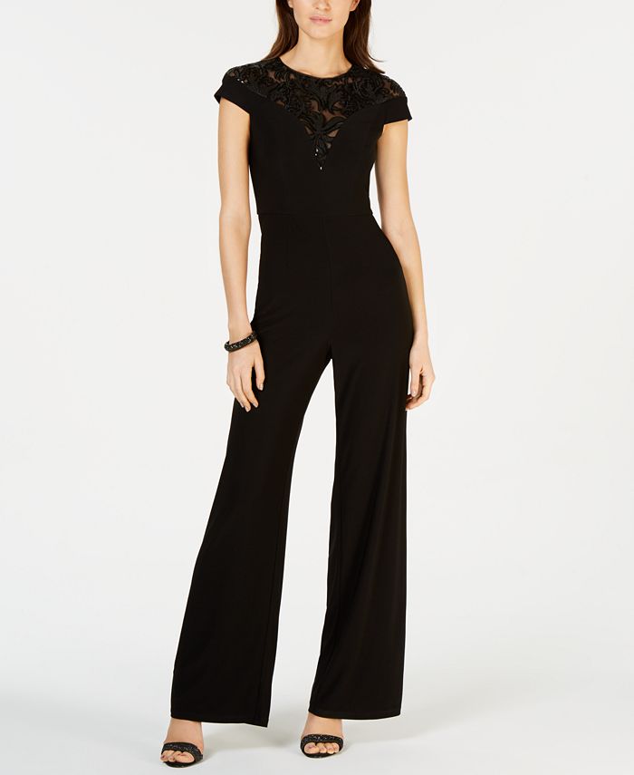 Adrianna Papell Embroidered Illusion Jumpsuit & Reviews - Pants ...