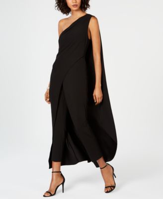 adrianna papell crepe one shoulder jumpsuit