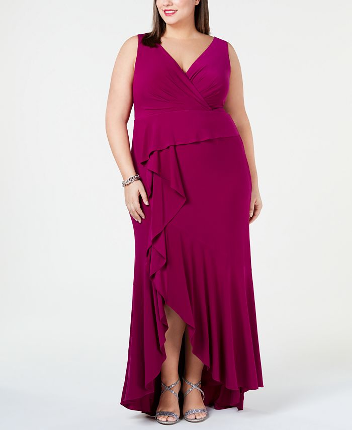 Adrianna Papell Plus Size Cascade Gown & Reviews - Dresses - Plus Sizes ...