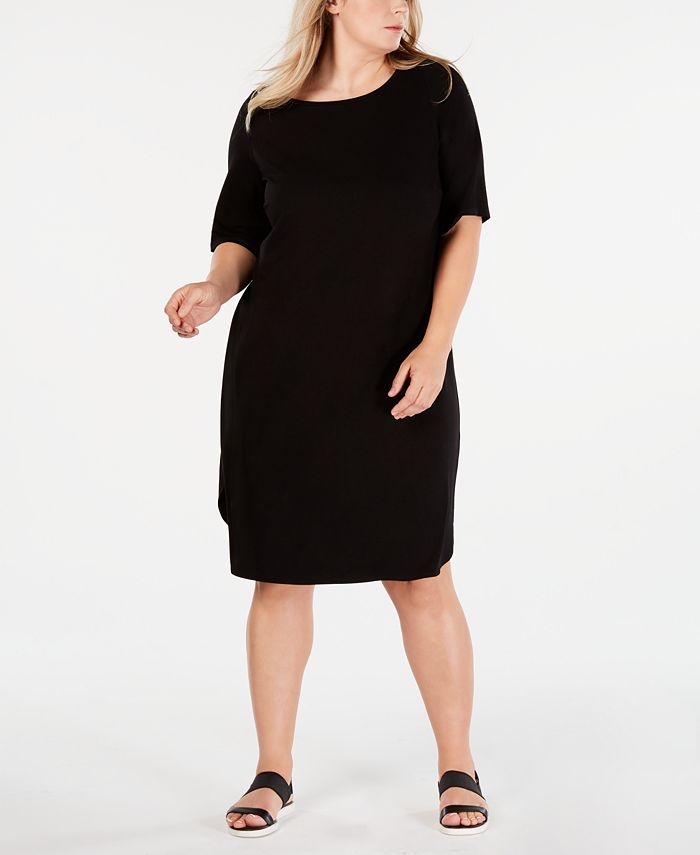 Eileen Fisher Plus Size Boat-Neck Dress - Macy's