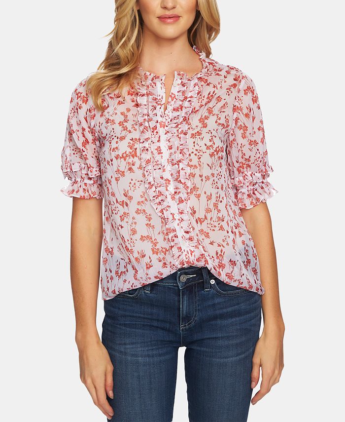 CeCe FloralPrint Ruffled Blouse Macy's