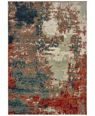 Oriental Weavers - Montage 092LE Blue/Rust 6'7" x 9'6" Area Rug