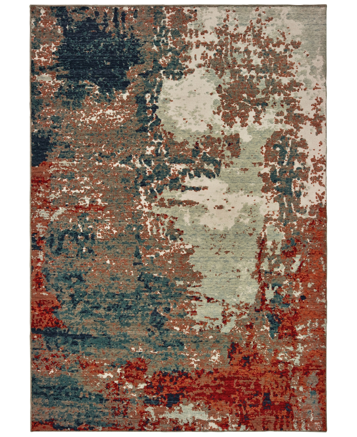 Closeout! Oriental Weavers Montage 092LE 6'7in x 9'6in Area Rug - Blue/Rust