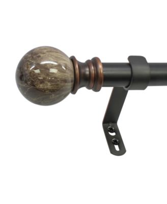 1-Inch Marble Ball Telescoping Curtain Rod Set, 72 to 144-Inch, Brown