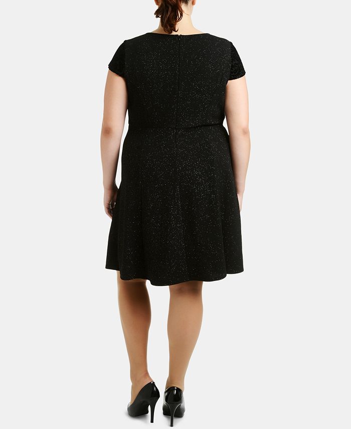 NY Collection Plus Size Burnout Velvet & Glitter Fit & Flare Dress Macy's