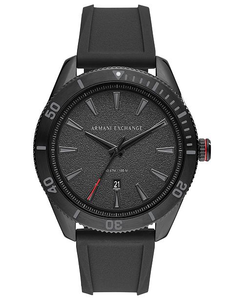 A X Armani Exchange Men S Enzo Black Silicone Strap Watch 46mm Reviews Watches Jewelry Watches Macy S