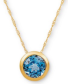 Birthstone 18" Bezel Pendant Necklace in 14k Gold