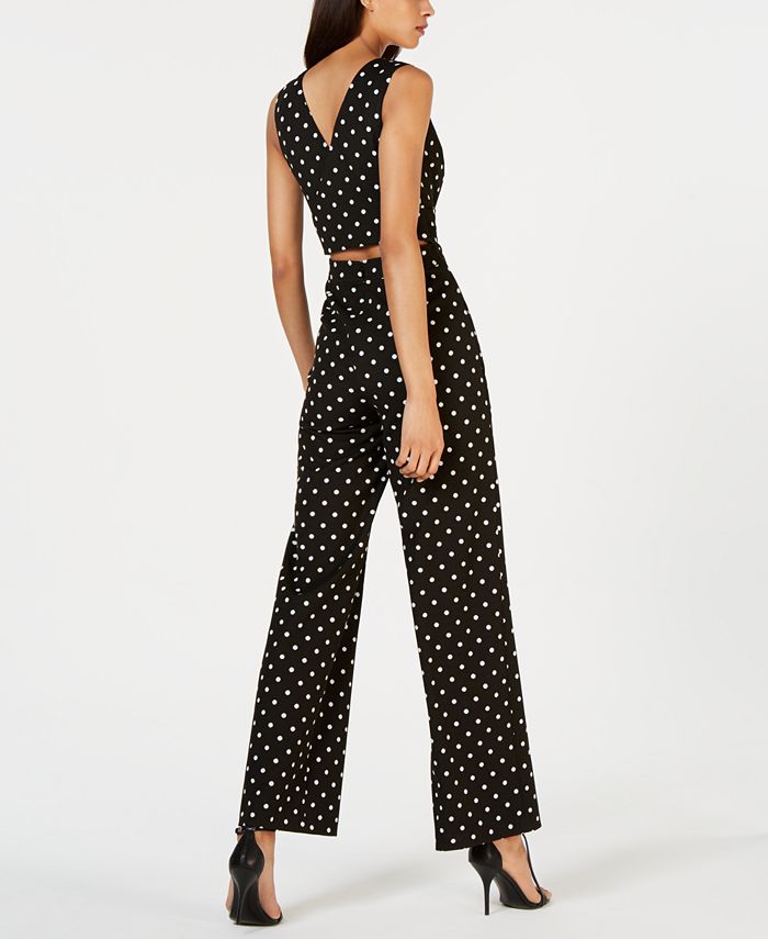 Calvin Klein Polka Dot Belted Jumpsuit - Macy's