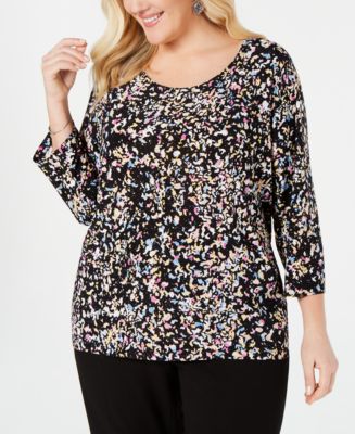 JM Collection Plus Size Gel-Dot Jacquard Top, Created for Macy's - Macy's