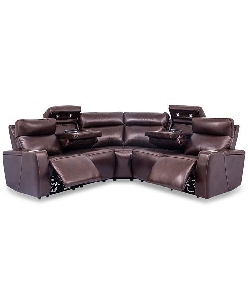 Furniture Oaklyn 5 Pc Leather Sectional Sofa With 2 Power Motion