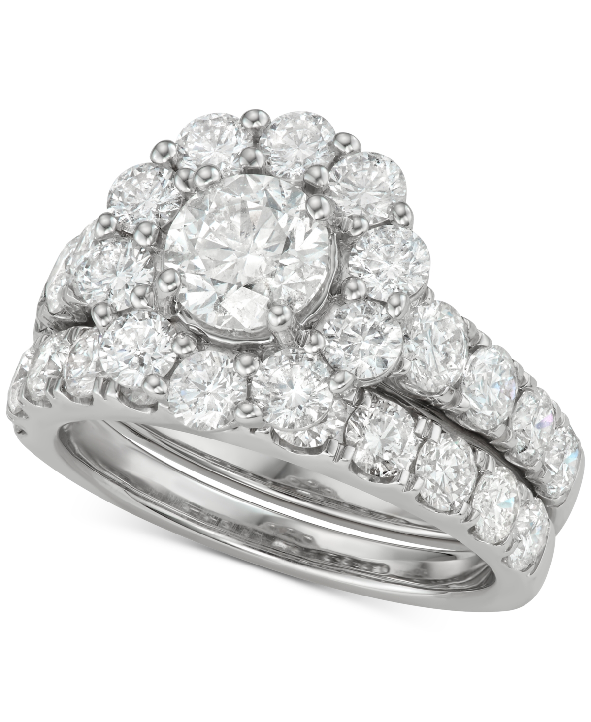 Certified Diamond Bridal Set (4 ct. t.w.) in 18k White, Yellow or Rose Gold - White Gold