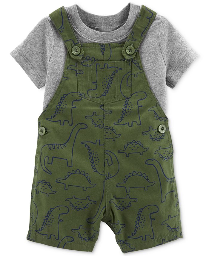 Carter's Baby Boys 2Pc. Cotton TShirt & DinoPrint Shortall Set Macy's