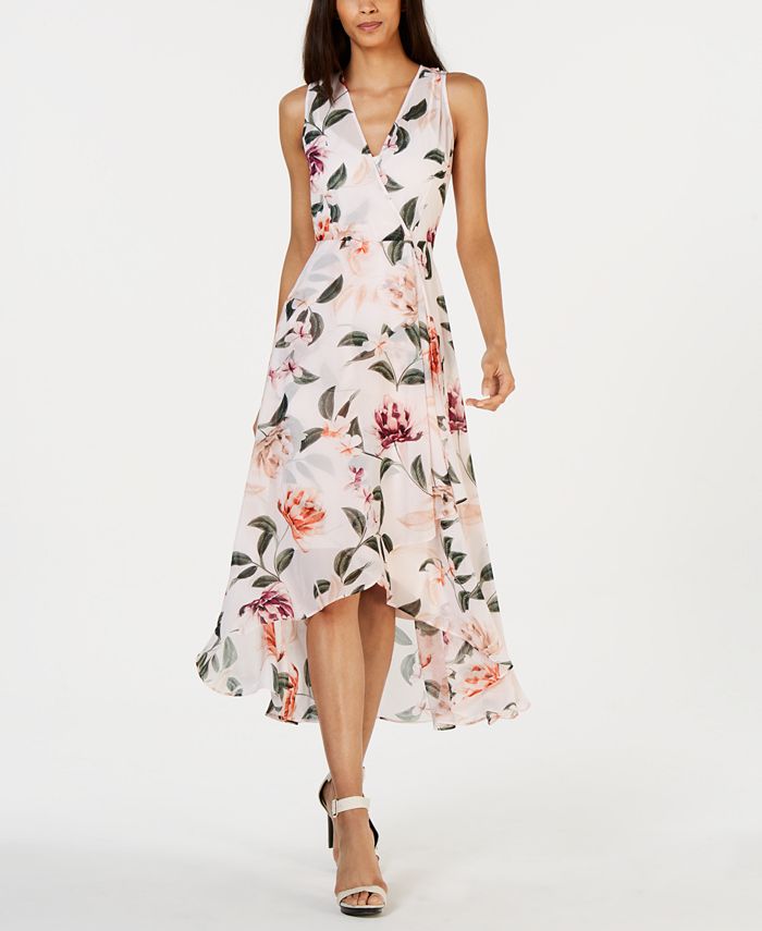 Calvin Klein Printed HighLow FauxWrap Dress Macy's